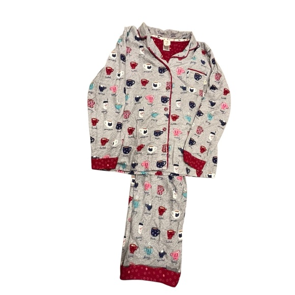 Munki Munki Coffee & Purrfect Cat Mug Flannel Pajama Set — Size Large - Picture 2 of 13